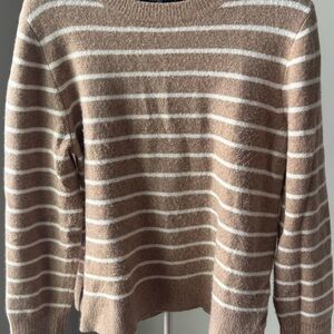 J. Crew Tan and Cream Striped Sweater Extra Soft size L